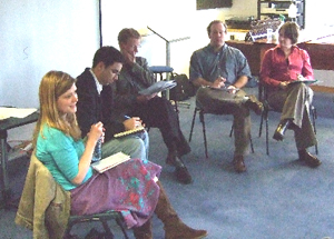 A group of students engaged in a discussion