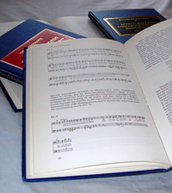 RMA monographs with open page at a music example