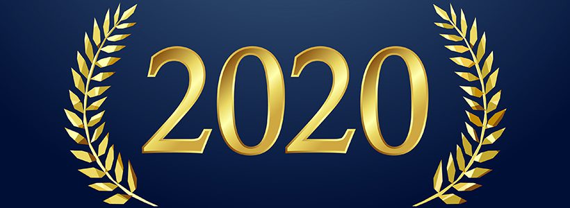 2020 in gold leaf lettering