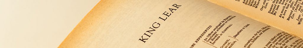 Book open at page with heading King Lear