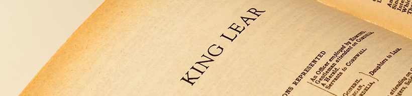 Book open at page with heading King Lear
